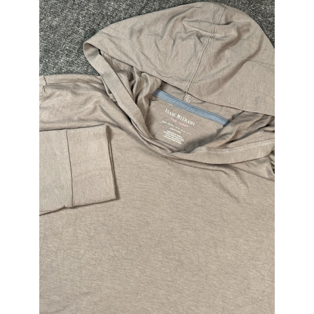 ISAAC MIZRAHI LIVE Essentials Pima Cotton Hoodie Blown Comfort Casual Medium EUC